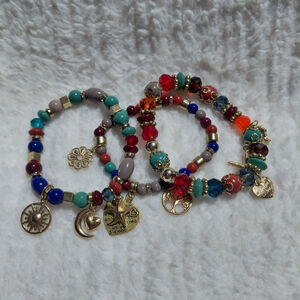 Women's Multicolor Beaded Charm Bracelets,